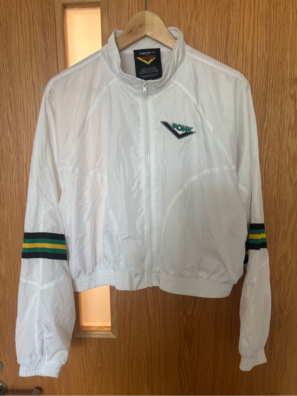 Forever 21 x Pony White Cropped Windbreaker Jacket size OX
